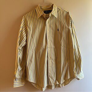 Ralph Lauren yellow blue striped dress shirt spring preppy easter cotton summer